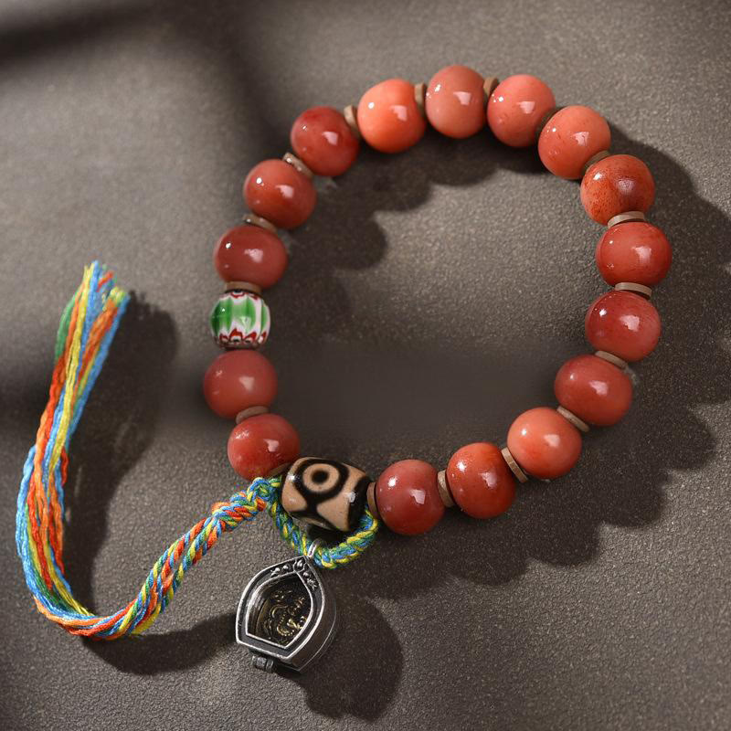 Nimara Ritual Vintage Tibetan Camel Bone Tassel Luck Bracelet