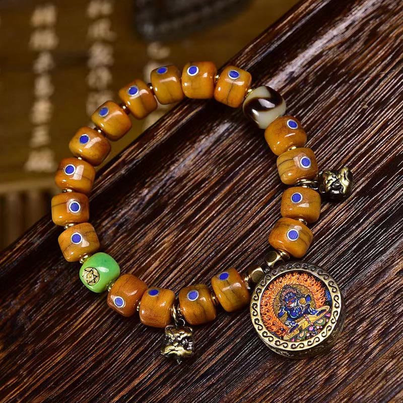Nimara Ritual Vintage Tibetan Bone Beads Braided Rope Positive Balance Bracelet