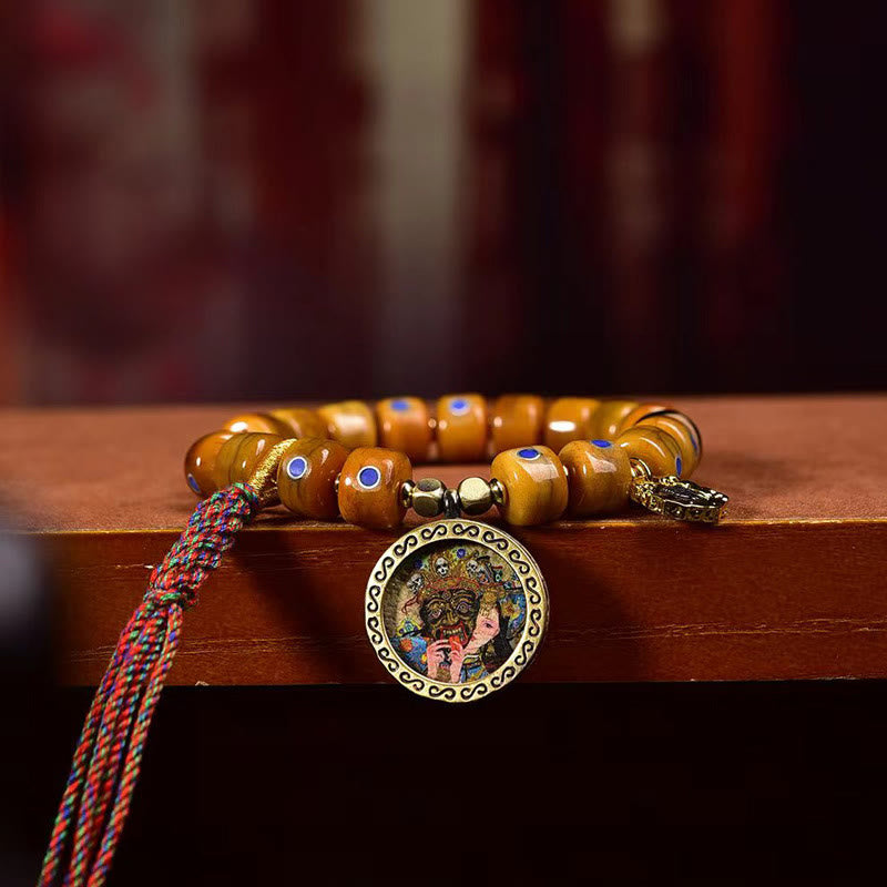 Nimara Ritual Vintage Tibetan Bone Beads Braided Rope Positive Balance Bracelet