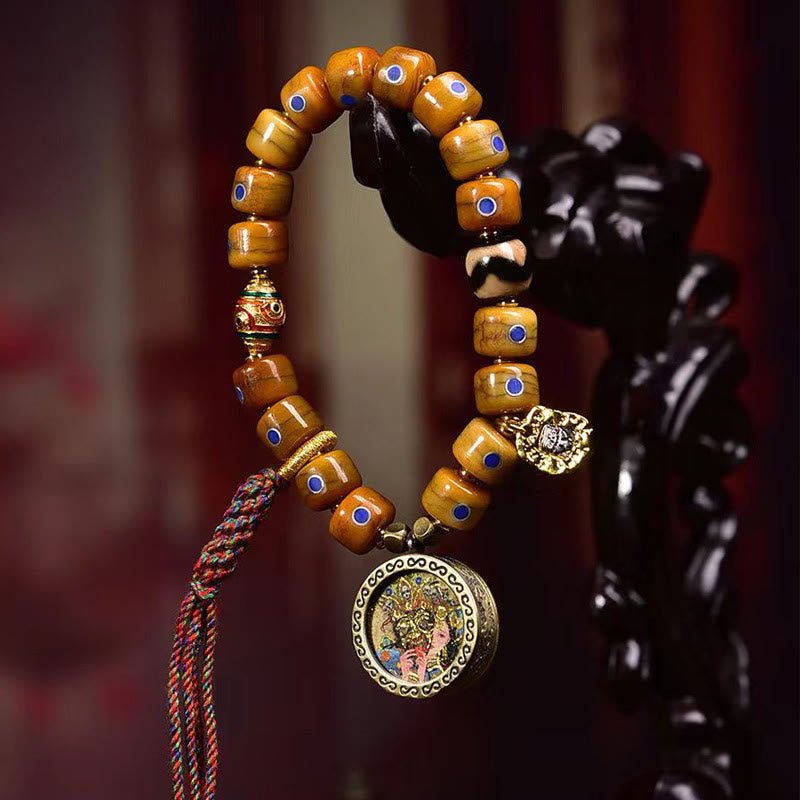 Nimara Ritual Vintage Tibetan Bone Beads Braided Rope Positive Balance Bracelet