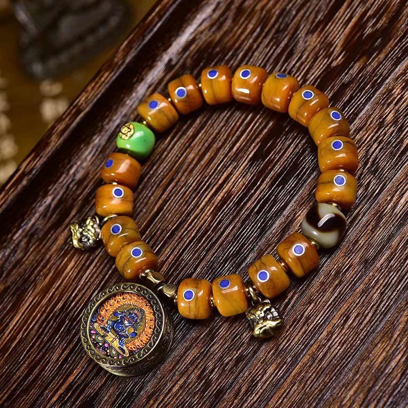 Nimara Ritual Vintage Tibetan Bone Beads Braided Rope Positive Balance Bracelet