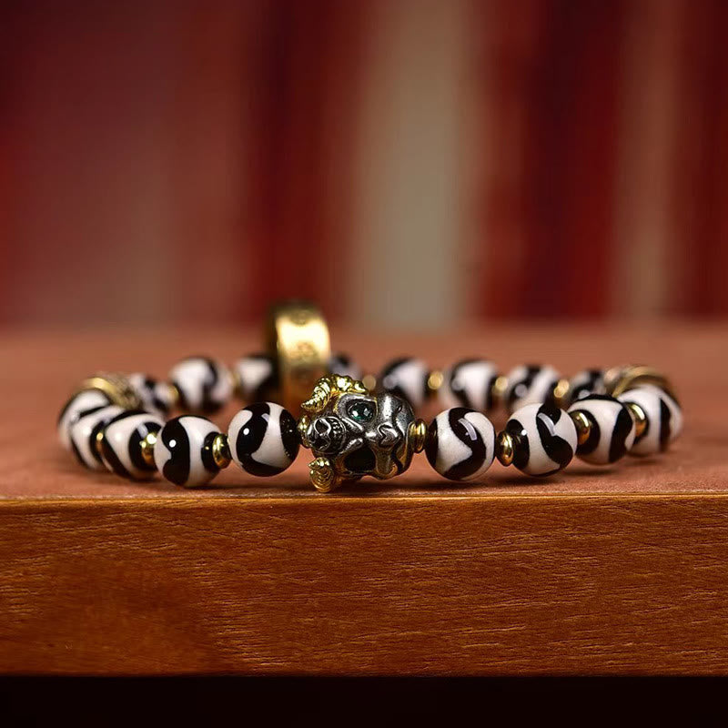 Nimara Ritual Vintage Tibetan Dzi Bead Om Mani Padme Hum Blessings Bracelet