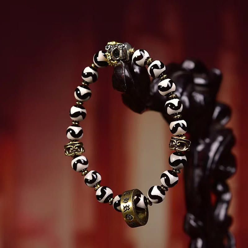 Nimara Ritual Vintage Tibetan Dzi Bead Om Mani Padme Hum Blessings Bracelet