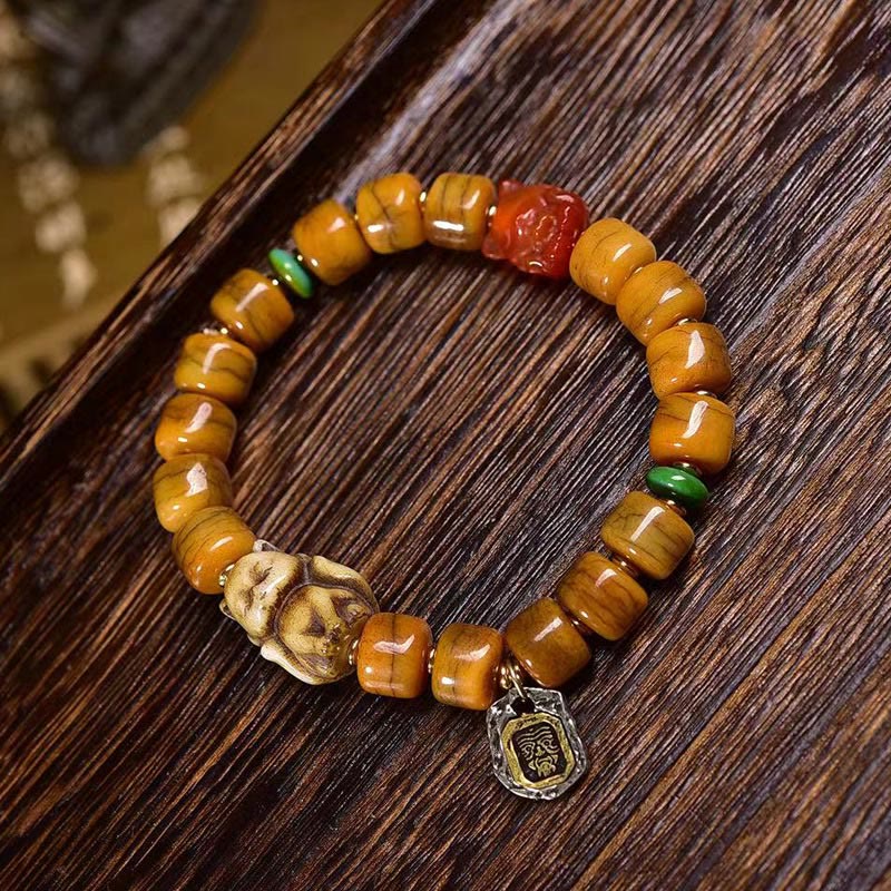 Nimara Ritual Vintage Tibetan Bone Beads Dzi Bead Cute Fox Balance Bracelet