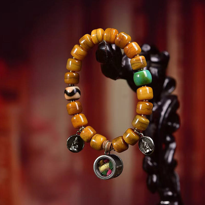 Nimara Ritual Vintage Tibetan Bone Beads Dzi Bead Cute Fox Balance Bracelet