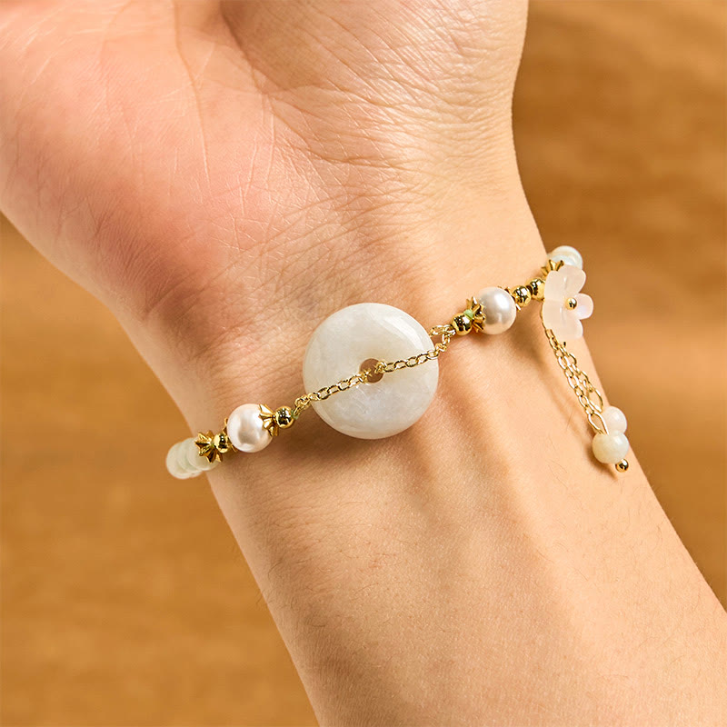 Nimara Ritual Jade Peace Buckle Beads Flower Prosperity Bracelet