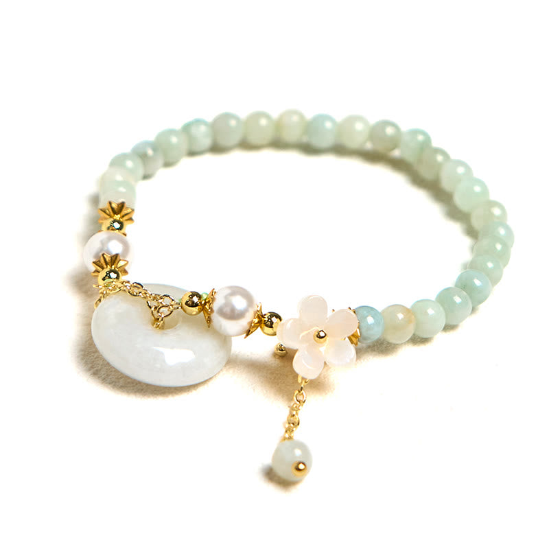Nimara Ritual Jade Peace Buckle Beads Flower Prosperity Bracelet