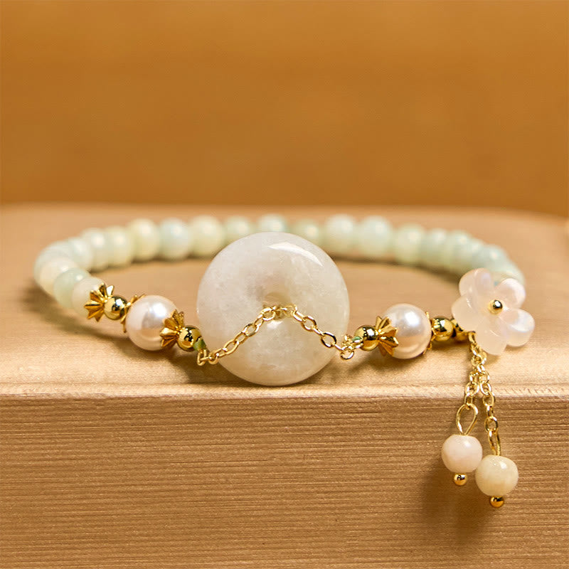 Nimara Ritual Jade Peace Buckle Beads Flower Prosperity Bracelet