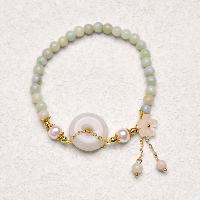 Nimara Ritual Jade Peace Buckle Beads Flower Prosperity Bracelet
