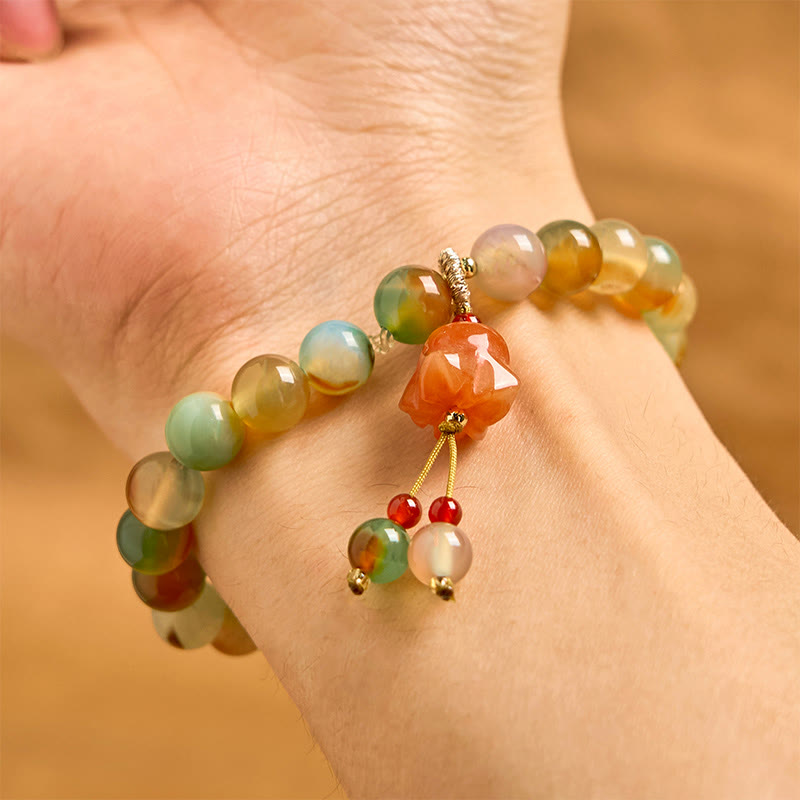 Nimara Ritual Natural Colorful Peacock Agate Butterfly Peace Buckle Lily Of The Valley Support Bracelet