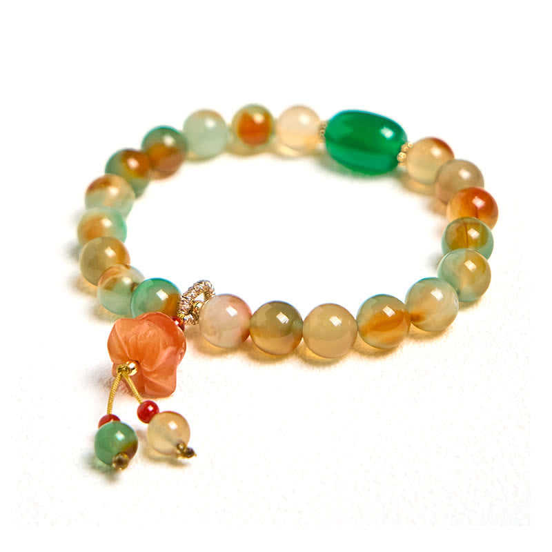 Nimara Ritual Natural Colorful Peacock Agate Butterfly Peace Buckle Lily Of The Valley Support Bracelet