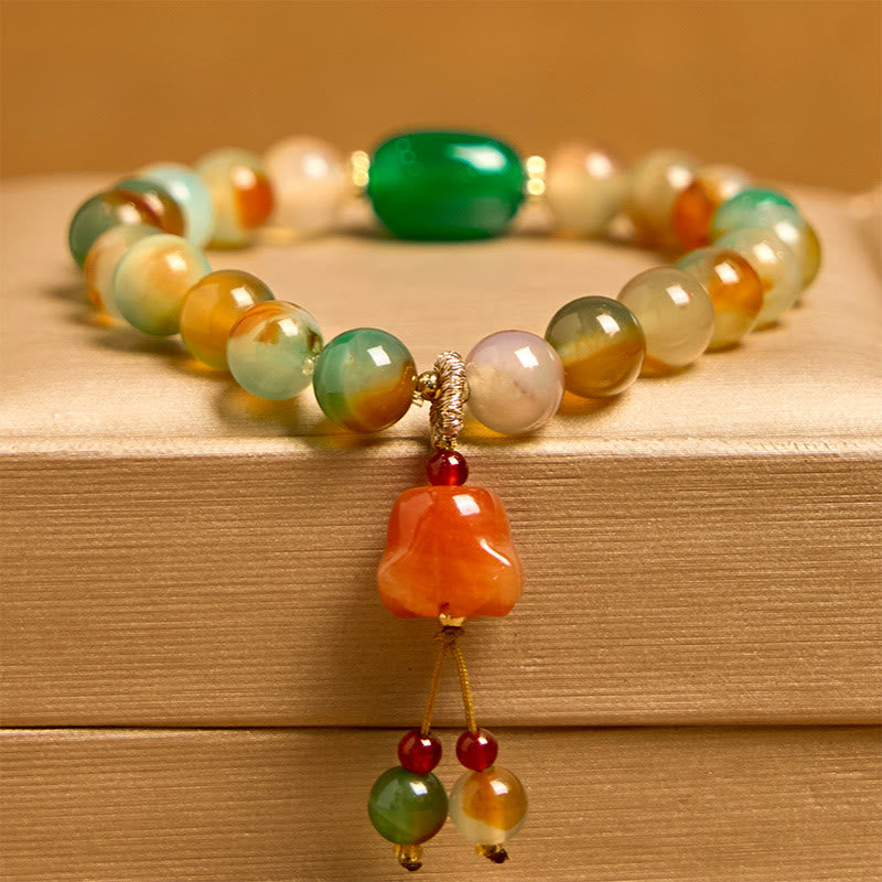 Nimara Ritual Natural Colorful Peacock Agate Butterfly Peace Buckle Lily Of The Valley Support Bracelet