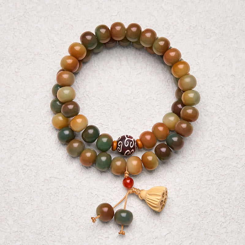 Nimara Ritual Colorful Bodhi Seed Lotus Pod Charm Peace Double Wrap Bracelet