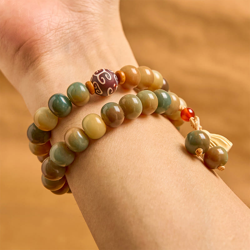 Nimara Ritual Colorful Bodhi Seed Lotus Pod Charm Peace Double Wrap Bracelet