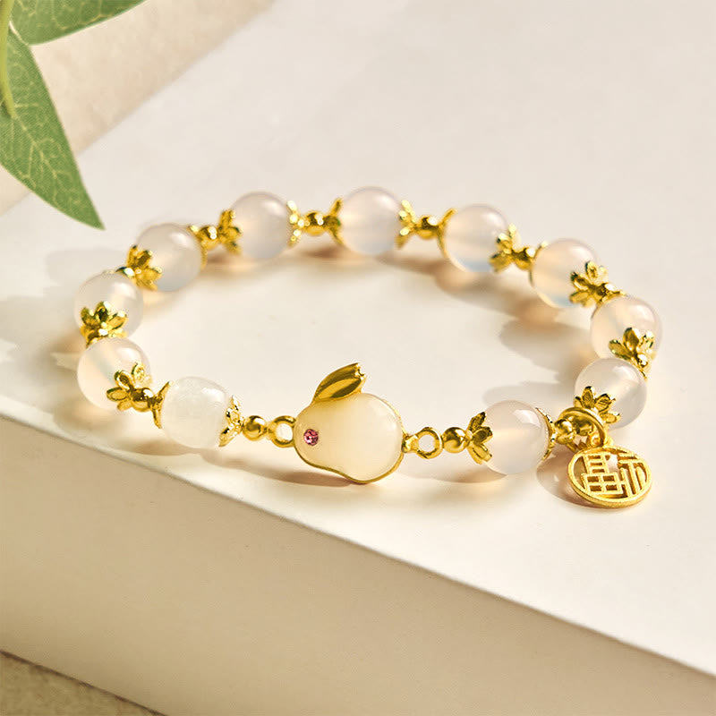 Nimara Ritual Red Agate Chalcedony Rabbit Fu Character Confidence Bracelet