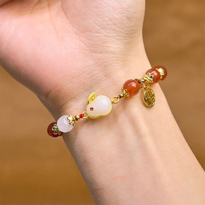 Nimara Ritual Red Agate Chalcedony Rabbit Fu Character Confidence Bracelet