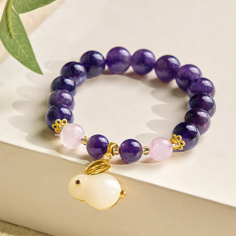 Nimara Ritual Natural Amethyst Rabbit Beads Inner Peace Bracelet