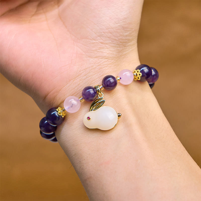 Nimara Ritual Natural Amethyst Rabbit Beads Inner Peace Bracelet
