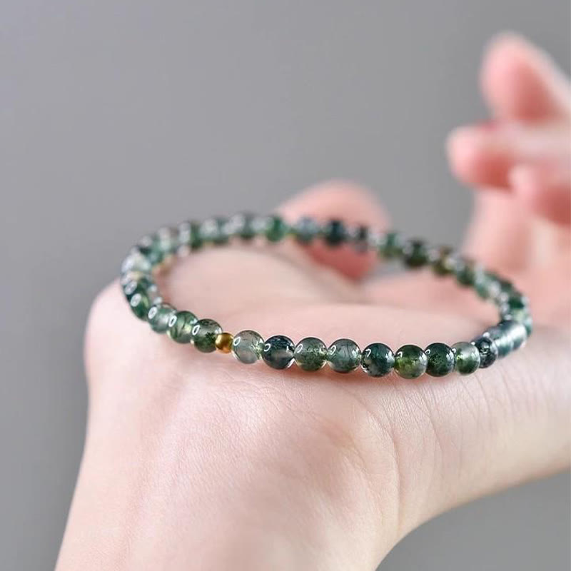Nimara Ritual Moss Agate Lucky Bead Soothing Bracelet