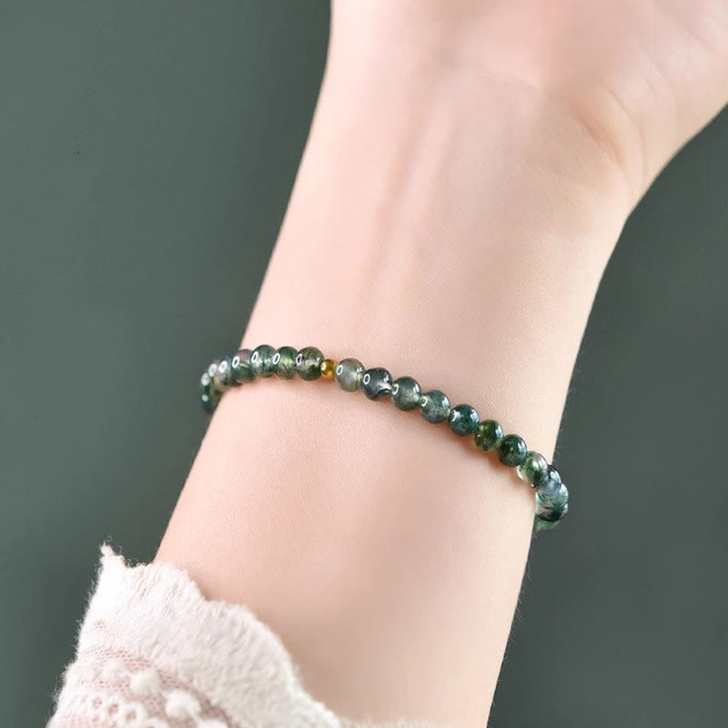 Nimara Ritual Moss Agate Lucky Bead Soothing Bracelet