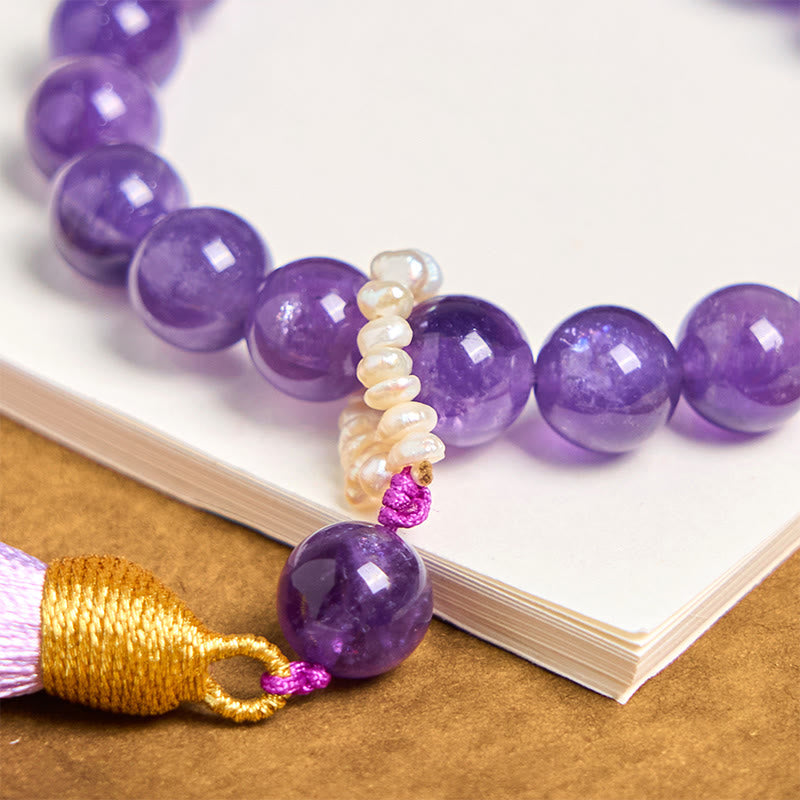 Nimara Ritual Natural Amethyst Beads Meditation Tassels Bracelet