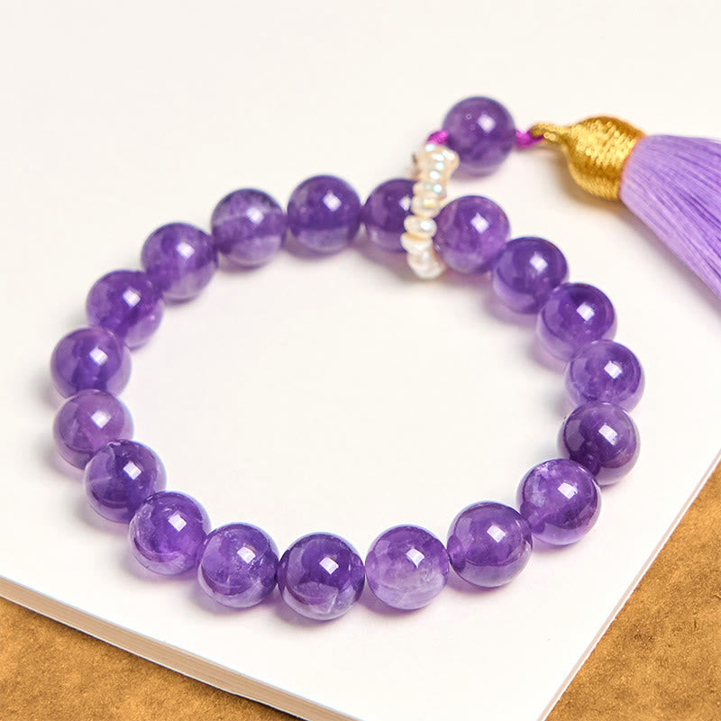 Nimara Ritual Natural Amethyst Beads Meditation Tassels Bracelet