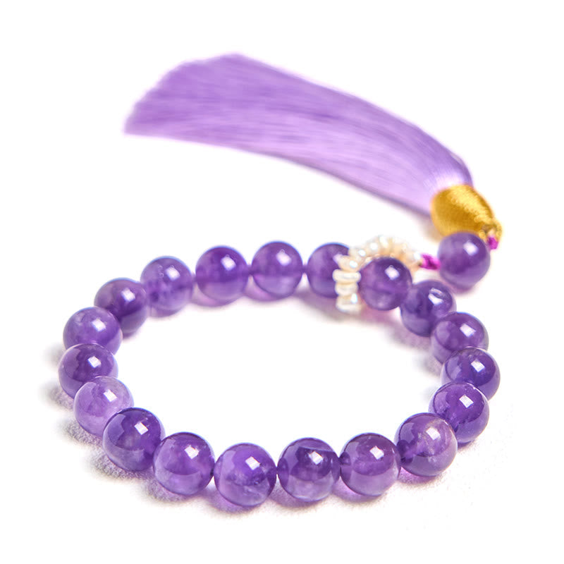 Nimara Ritual Natural Amethyst Beads Meditation Tassels Bracelet