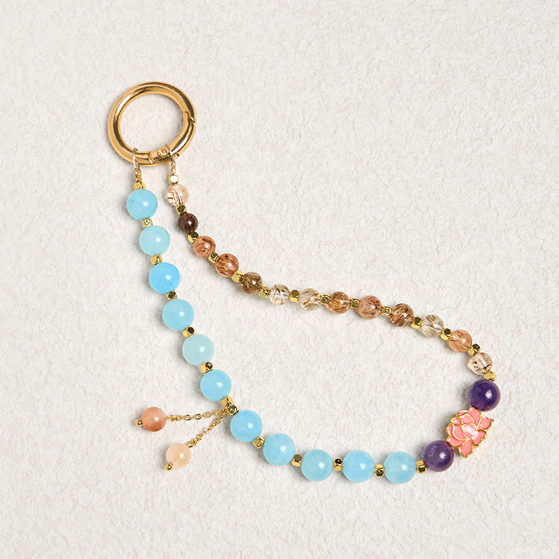 Nimara Ritual Natural Super Seven Crystal Protection Key Chain Phone Hanging Decoration