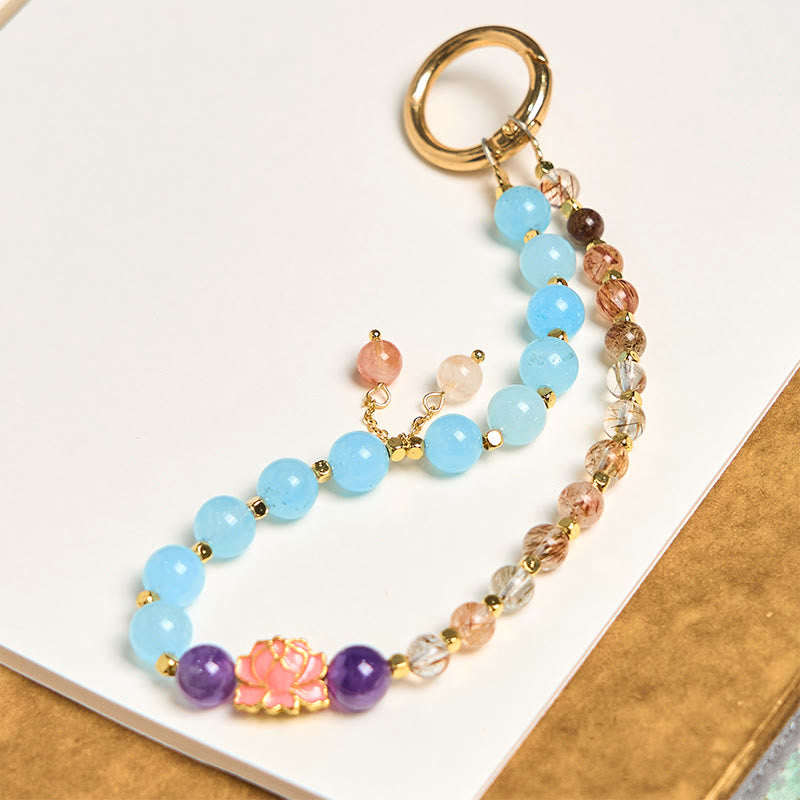 Nimara Ritual Natural Super Seven Crystal Protection Key Chain Phone Hanging Decoration