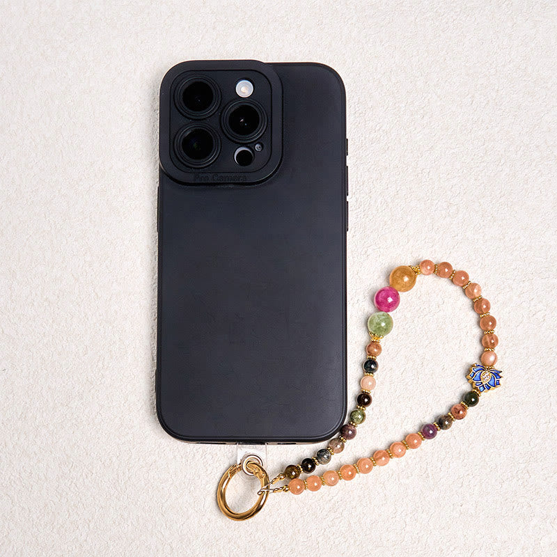 Nimara Ritual Tourmaline Sun Stone Lotus Positive Key Chain Phone Hanging Decoration