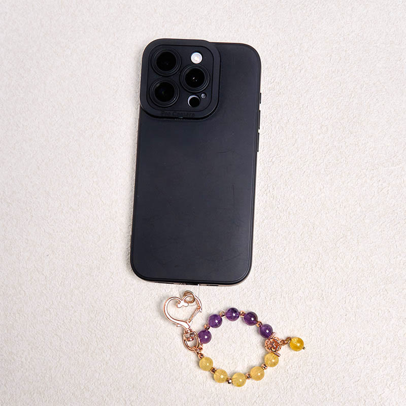 Nimara Ritual Natural Amethyst Citrine Bead Healing Key Chain Hanging Decoration