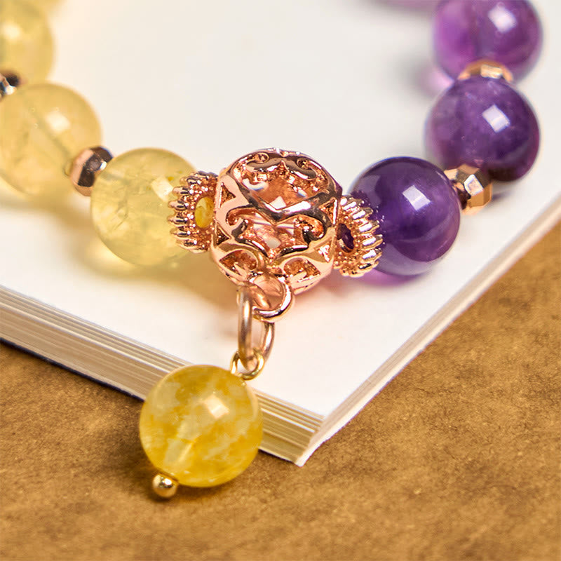 Nimara Ritual Natural Amethyst Citrine Bead Healing Key Chain Hanging Decoration