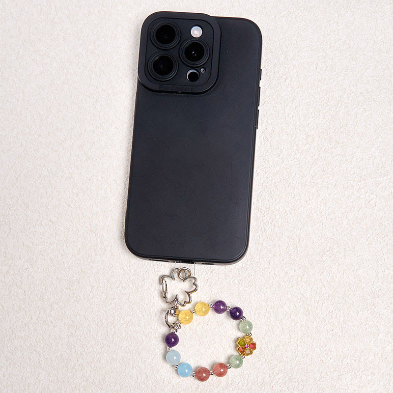 Nimara Ritual Natural Strawberry Quartz Amethyst Citrine Aquamarine Flower Key Chain Hanging Decoration