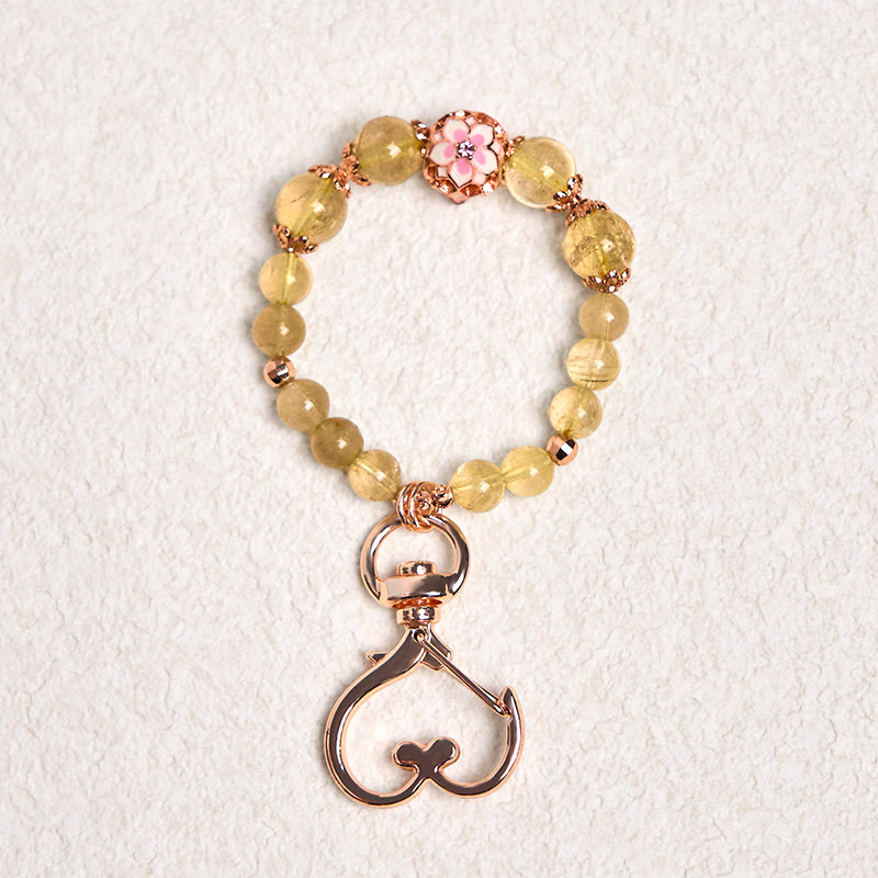 Nimara Ritual Golden Rutilated Quartz Wealth Key Chain Hanging Decoration