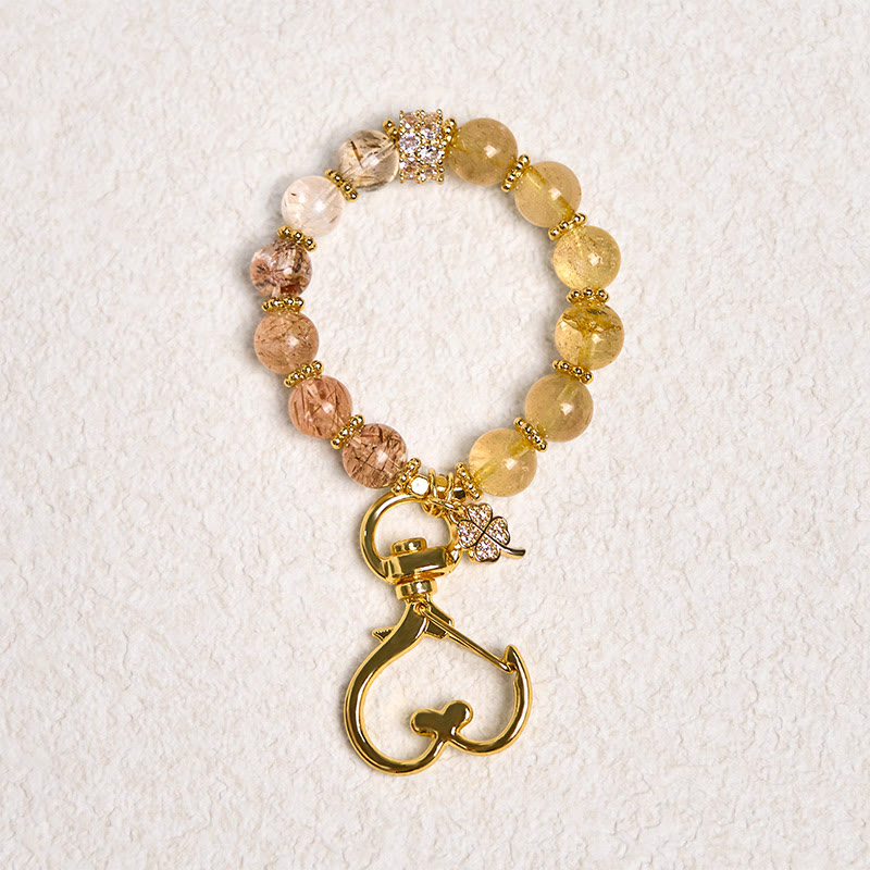 Nimara Ritual Golden Rutilated Quartz Auspiciousness Key Chain Hanging Decoration