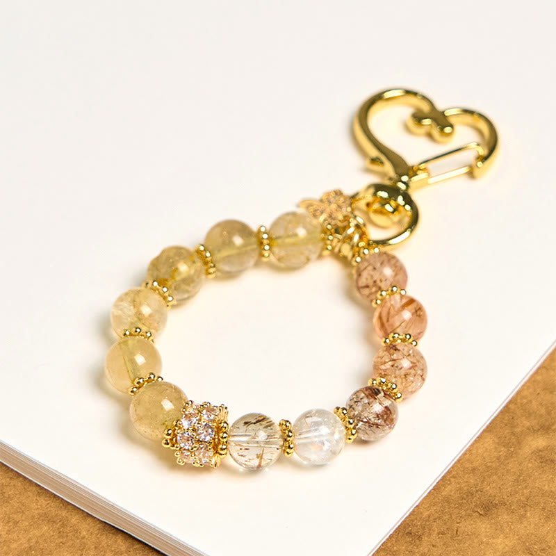 Nimara Ritual Golden Rutilated Quartz Auspiciousness Key Chain Hanging Decoration