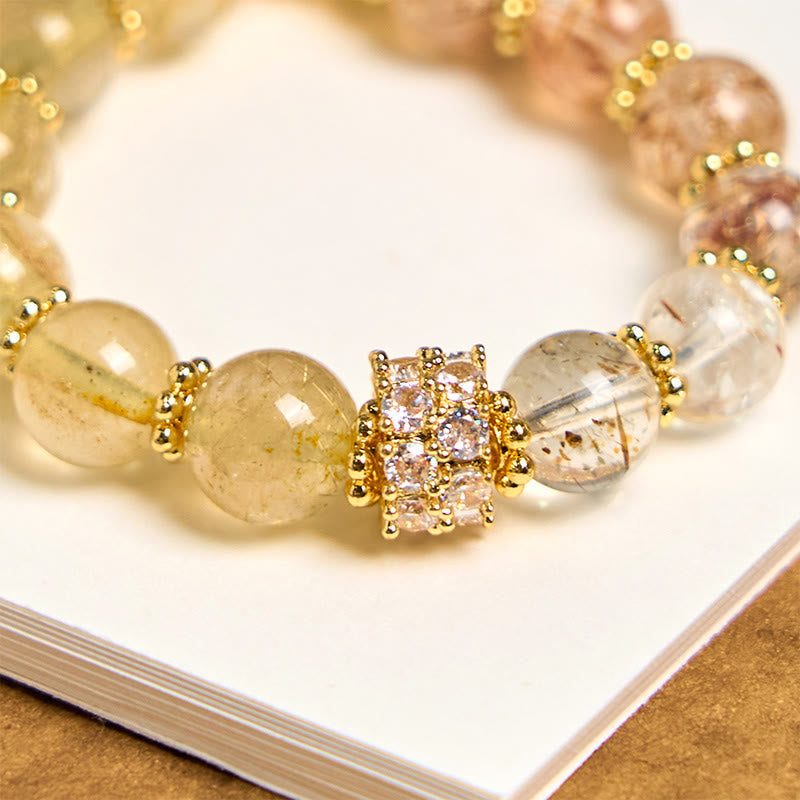 Nimara Ritual Golden Rutilated Quartz Auspiciousness Key Chain Hanging Decoration