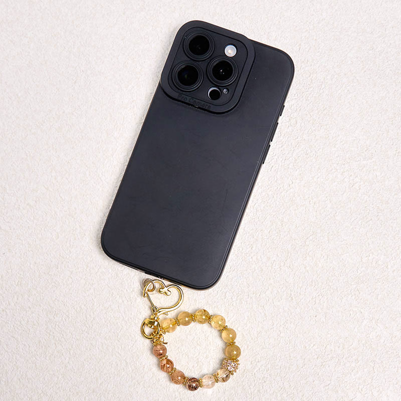 Nimara Ritual Golden Rutilated Quartz Auspiciousness Key Chain Hanging Decoration