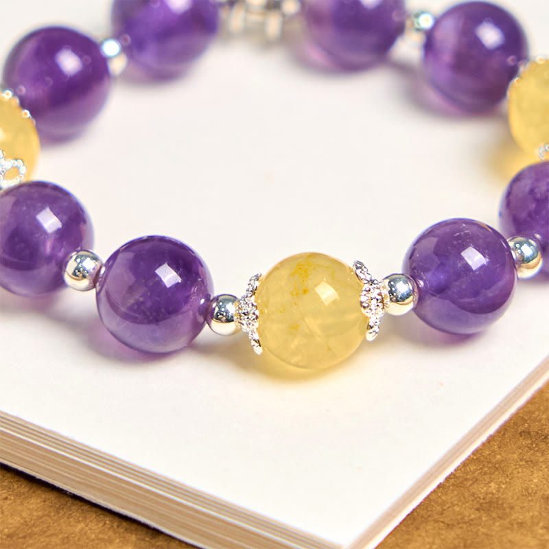 Nimara Ritual Natural Amethyst Citrine Positive Key Chain Bag Hanging Decoration