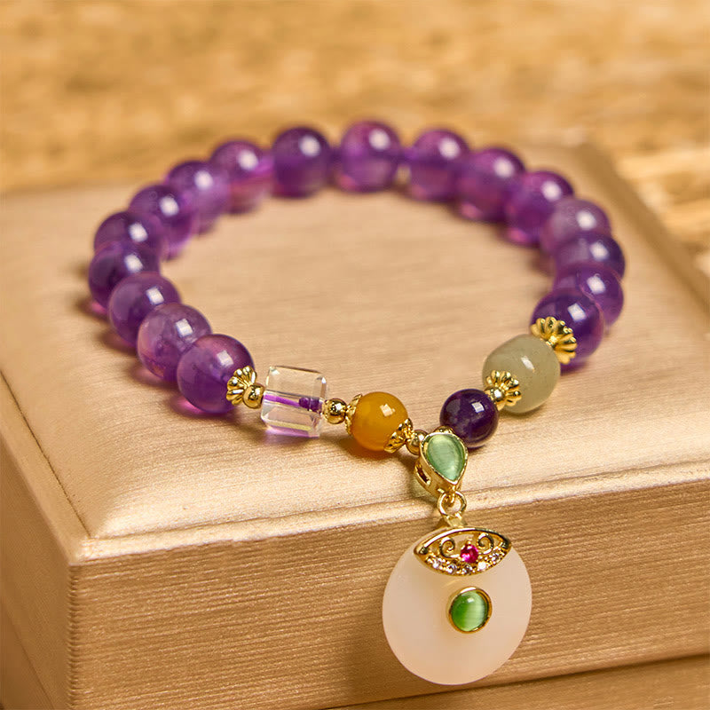 Nimara Ritual Natural Amethyst Peace Buckle Charm Spiritual Bracelet