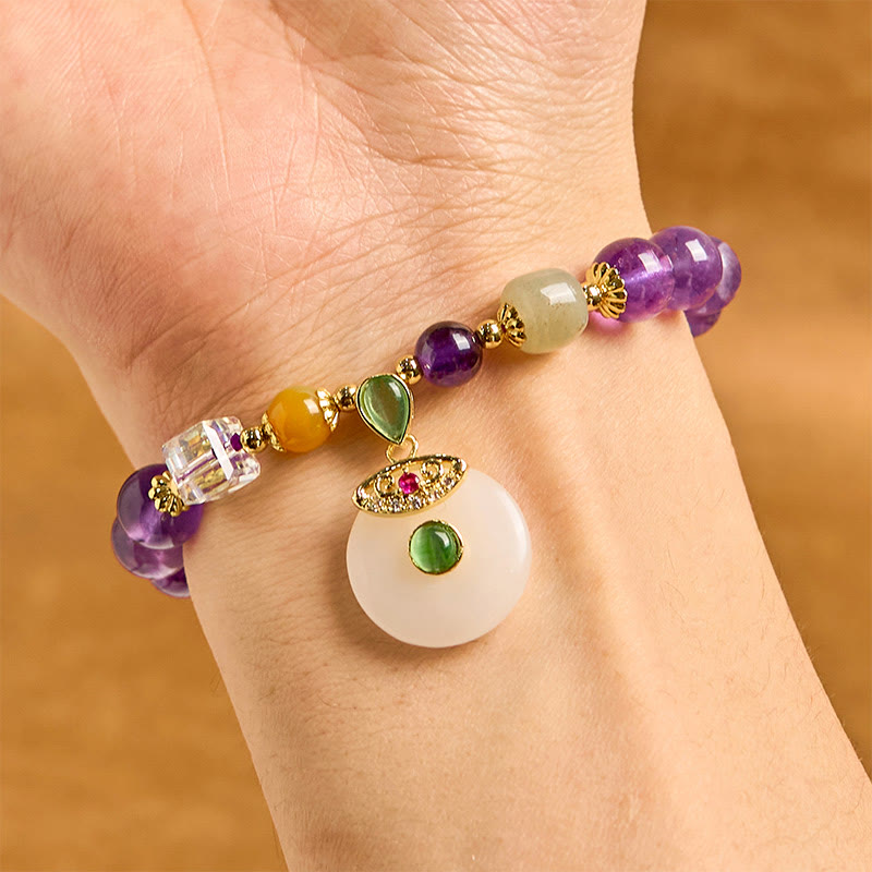 Nimara Ritual Natural Amethyst Peace Buckle Charm Spiritual Bracelet