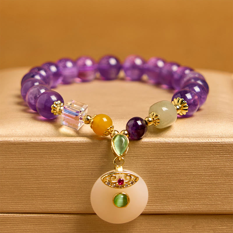 Nimara Ritual Natural Amethyst Peace Buckle Charm Spiritual Bracelet