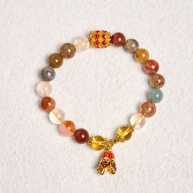 Nimara Ritual Natural Colorful Rutilated Quartz Yin Yang Protection Bracelet