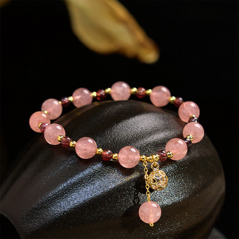 Nimara Ritual Natural Strawberry Quartz Garnet Healing Bracelet