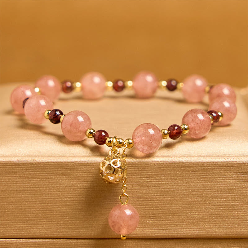 Nimara Ritual Natural Strawberry Quartz Garnet Healing Bracelet