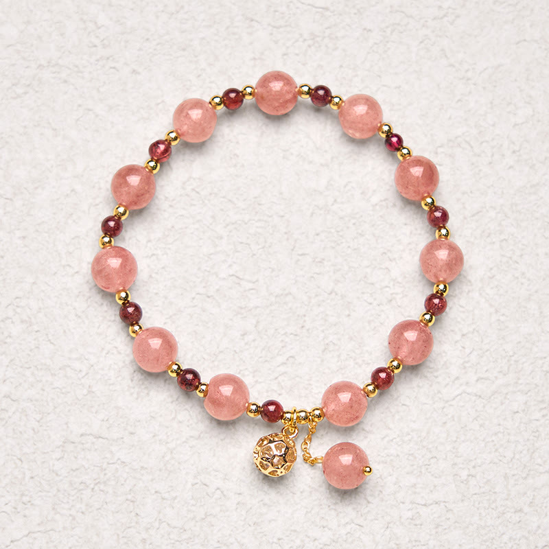 Nimara Ritual Natural Strawberry Quartz Garnet Healing Bracelet