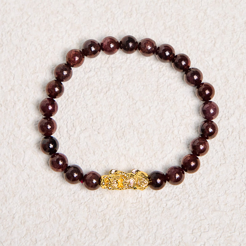 Nimara Ritual Natural Garnet Beads PiXiu Protection Bracelet