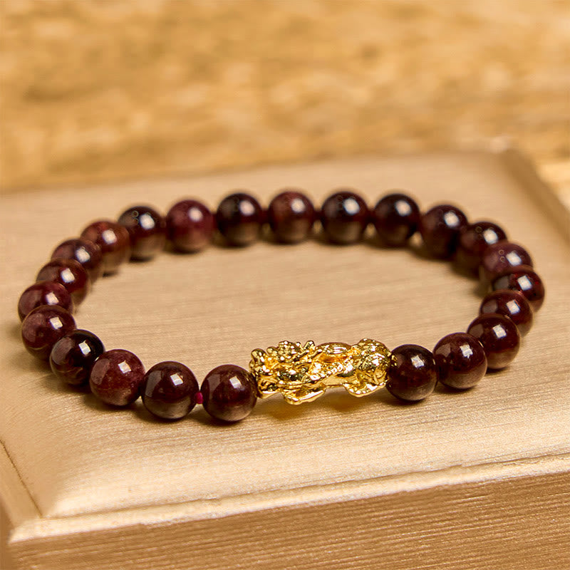 Nimara Ritual Natural Garnet Beads PiXiu Protection Bracelet