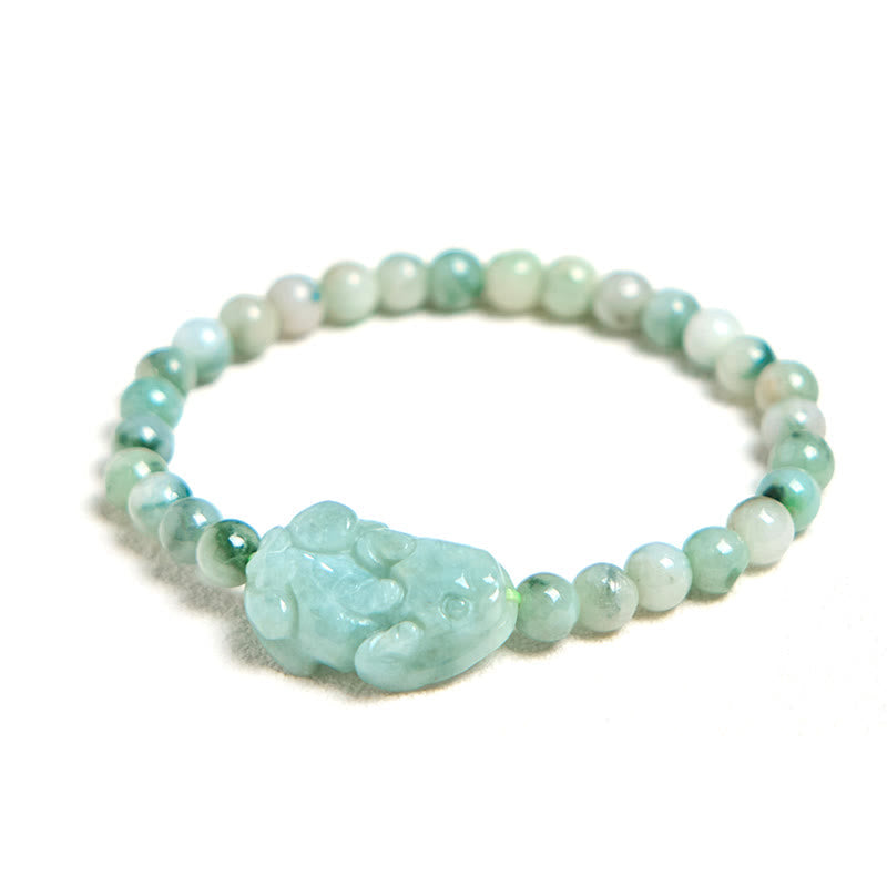 Nimara Ritual Natural Green Jade PiXiu Carved Luck Bracelet