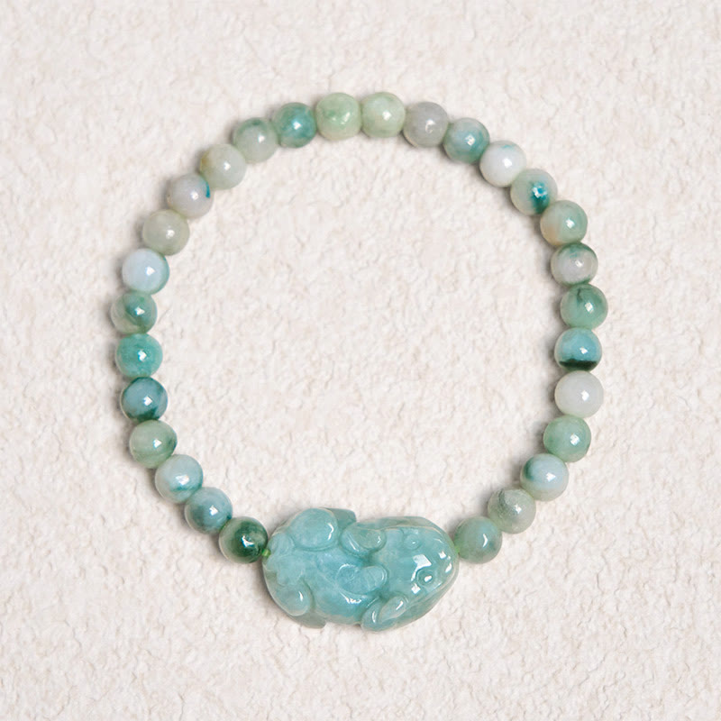Nimara Ritual Natural Green Jade PiXiu Carved Luck Bracelet